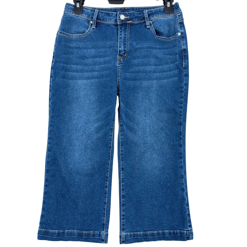 Sidefeel Wide Leg Crop Jeans Womens 12 Cotton Blend Blue